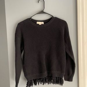 MICHAEL KORS black fringe long sleeve